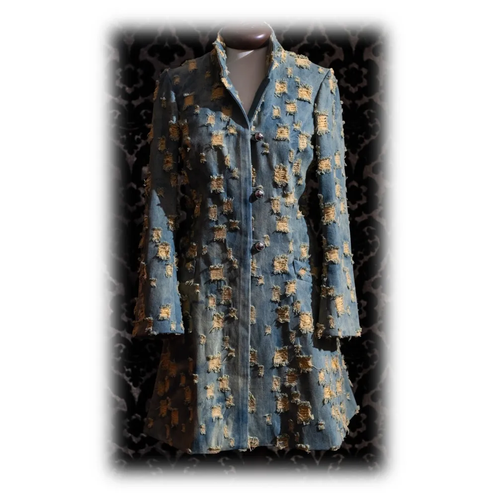 Nicolao Atelier - Cappottino in Jeans - Tonalità del Giallo Donna - Cappottino - Made in Italy - Luxury Exclusive Collection