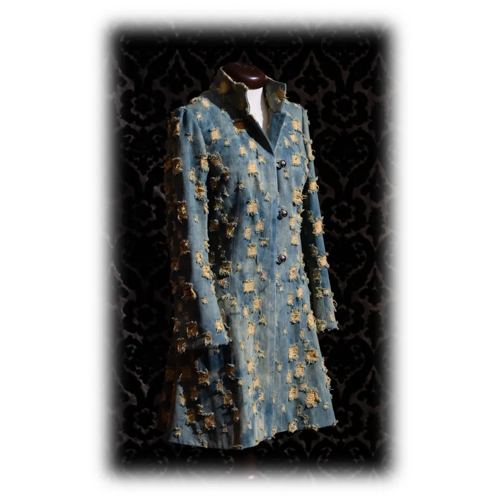 Nicolao Atelier - Cappottino in Jeans - Tonalità del Giallo Donna - Cappottino - Made in Italy - Luxury Exclusive Collection
