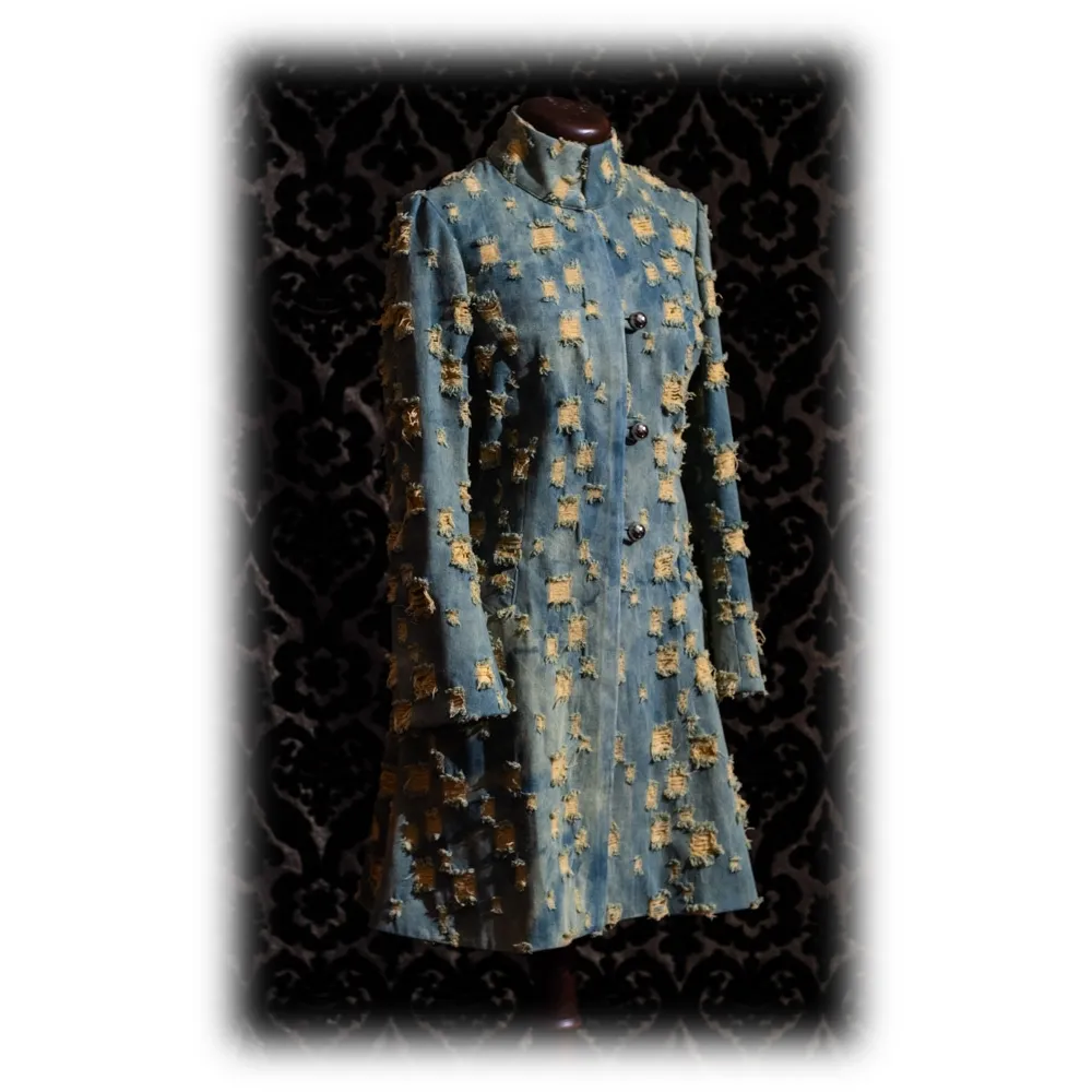 Nicolao Atelier - Cappottino in Jeans - Tonalità del Giallo Donna - Cappottino - Made in Italy - Luxury Exclusive Collection