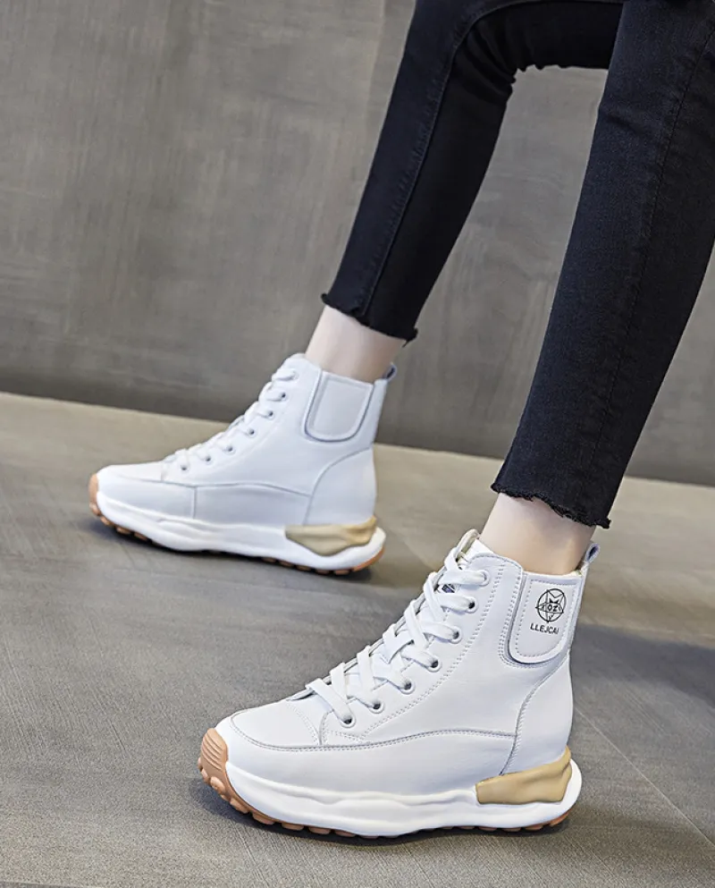 Nuove scarpe da donna alte da donna con suola spessa e interno casual