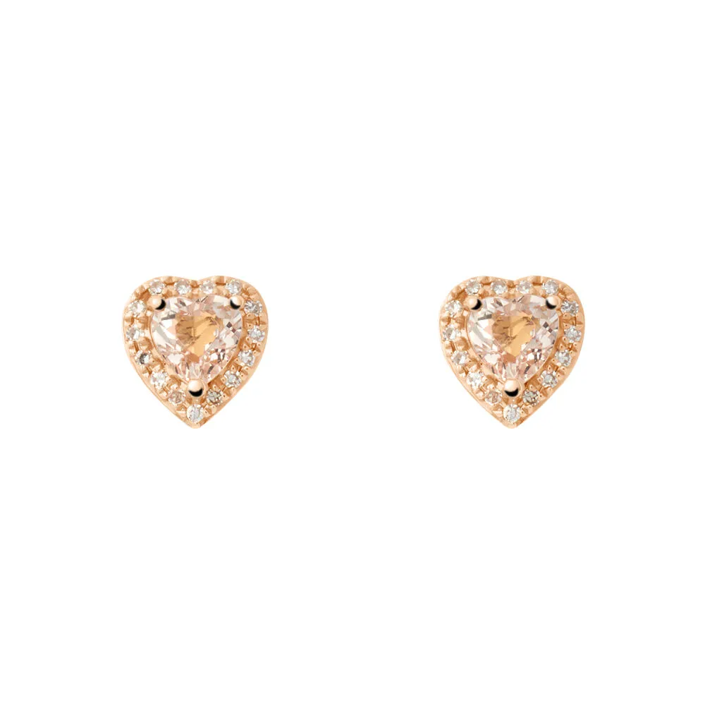 Orecchini Lobo Cuore Jasmine Oro Rosa 750/1000 Morganite Rosa 0,42 ct Diamante Bianco 0,07 ct 1688180