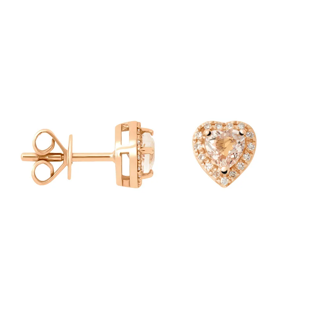 Orecchini Lobo Cuore Jasmine Oro Rosa 750/1000 Morganite Rosa 0,42 ct Diamante Bianco 0,07 ct 1688180