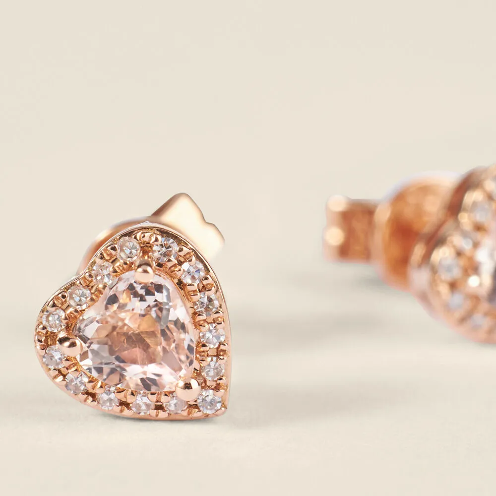 Orecchini Lobo Cuore Jasmine Oro Rosa 750/1000 Morganite Rosa 0,42 ct Diamante Bianco 0,07 ct 1688180
