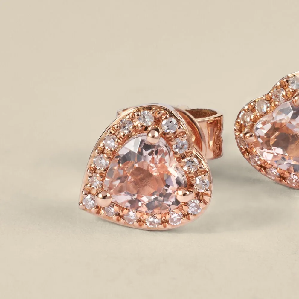 Orecchini Lobo Cuore Jasmine Oro Rosa 750/1000 Morganite Rosa 0,42 ct Diamante Bianco 0,07 ct 1688180
