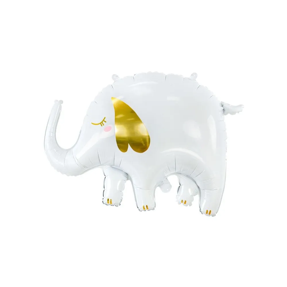 Palloncino Foil Sagomato Elefante bianco e oro