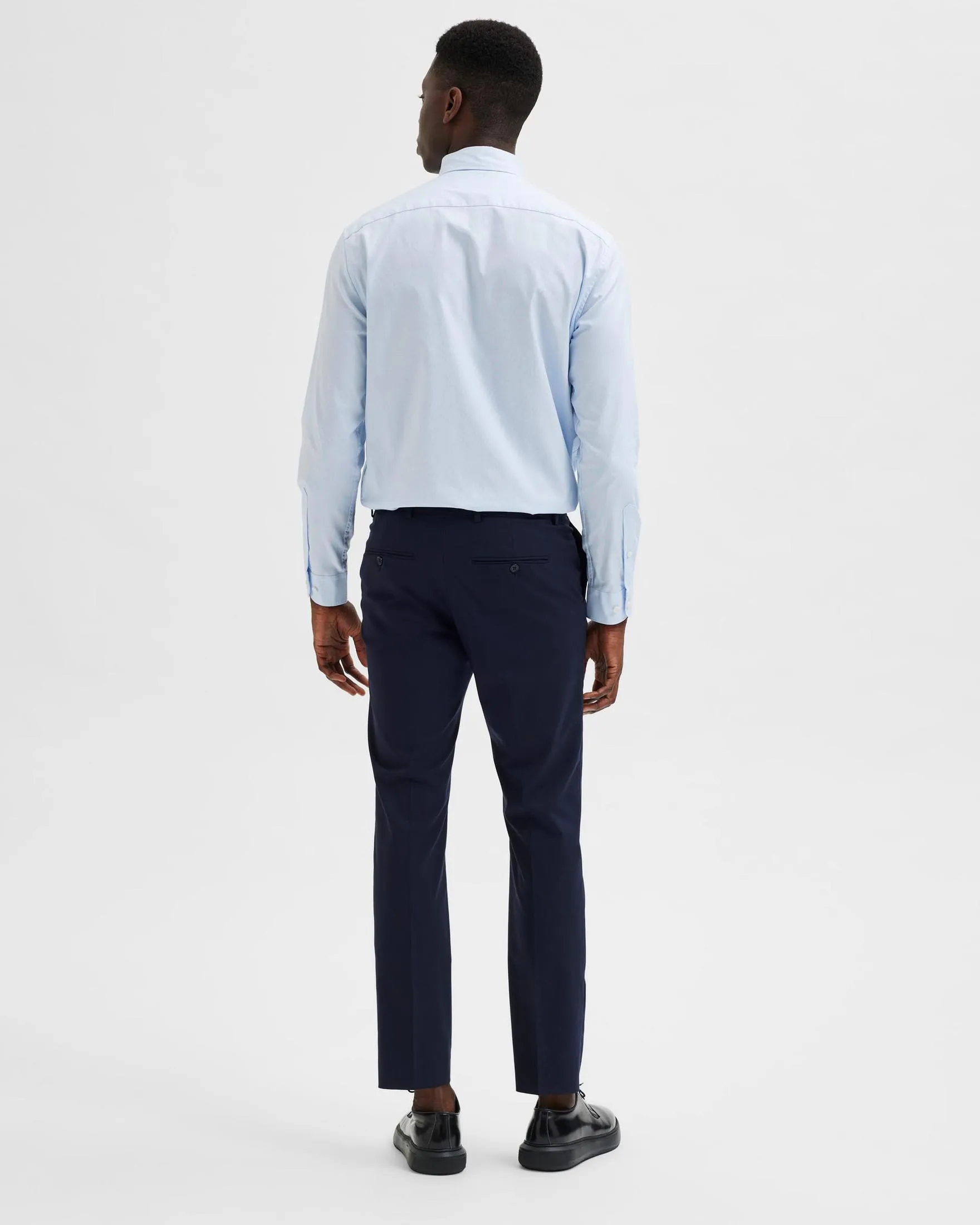 Pantalone blu in tela di misto viscosa stretch