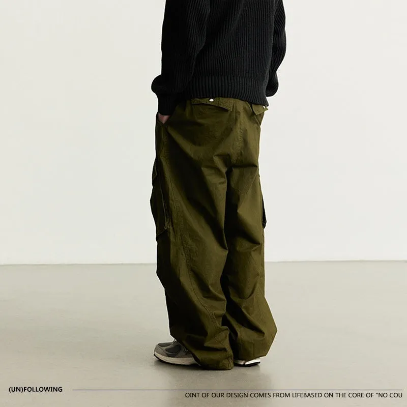Pantalone cargo wide legs con tasche laterali larghe in stile retrò americano