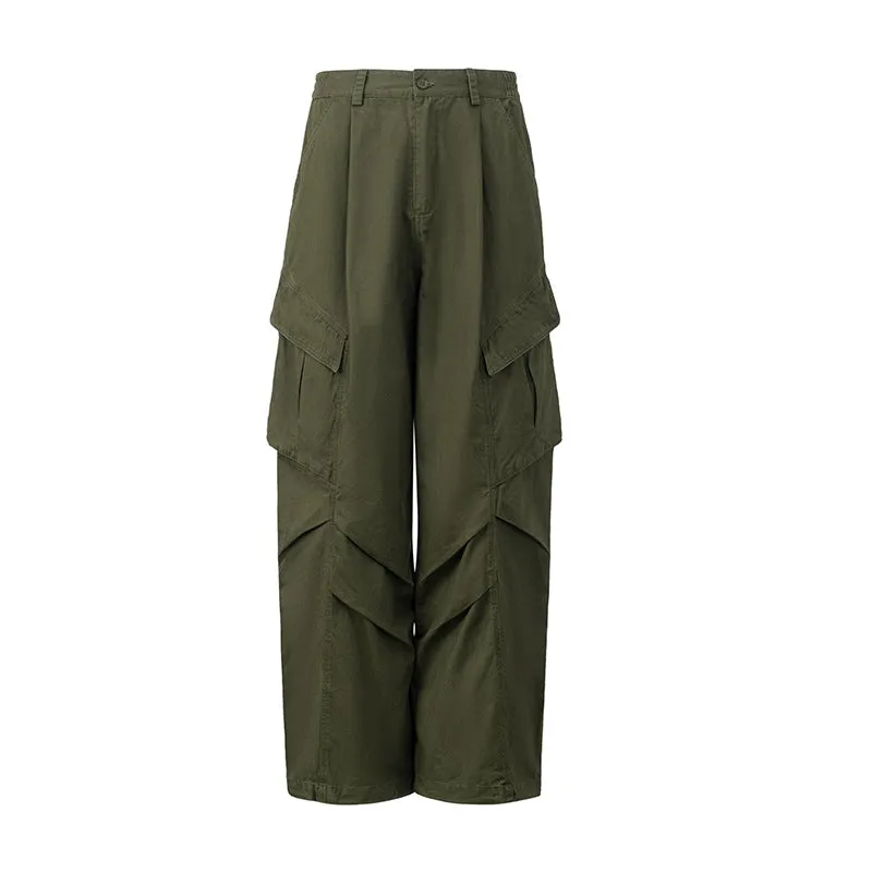 Pantalone cargo wide legs con tasche laterali larghe in stile retrò americano
