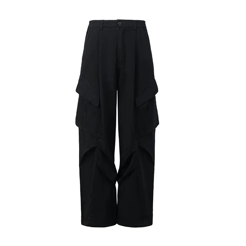 Pantalone cargo wide legs con tasche laterali larghe in stile retrò americano