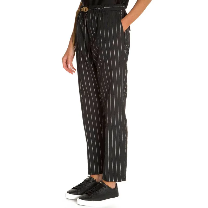 Pantalone Marylin nero gessato con riga bianca 