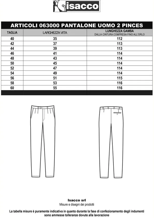 PANTALONE SERVIZIO SALA BAR NERO 2 PINCES ISACCO 063000