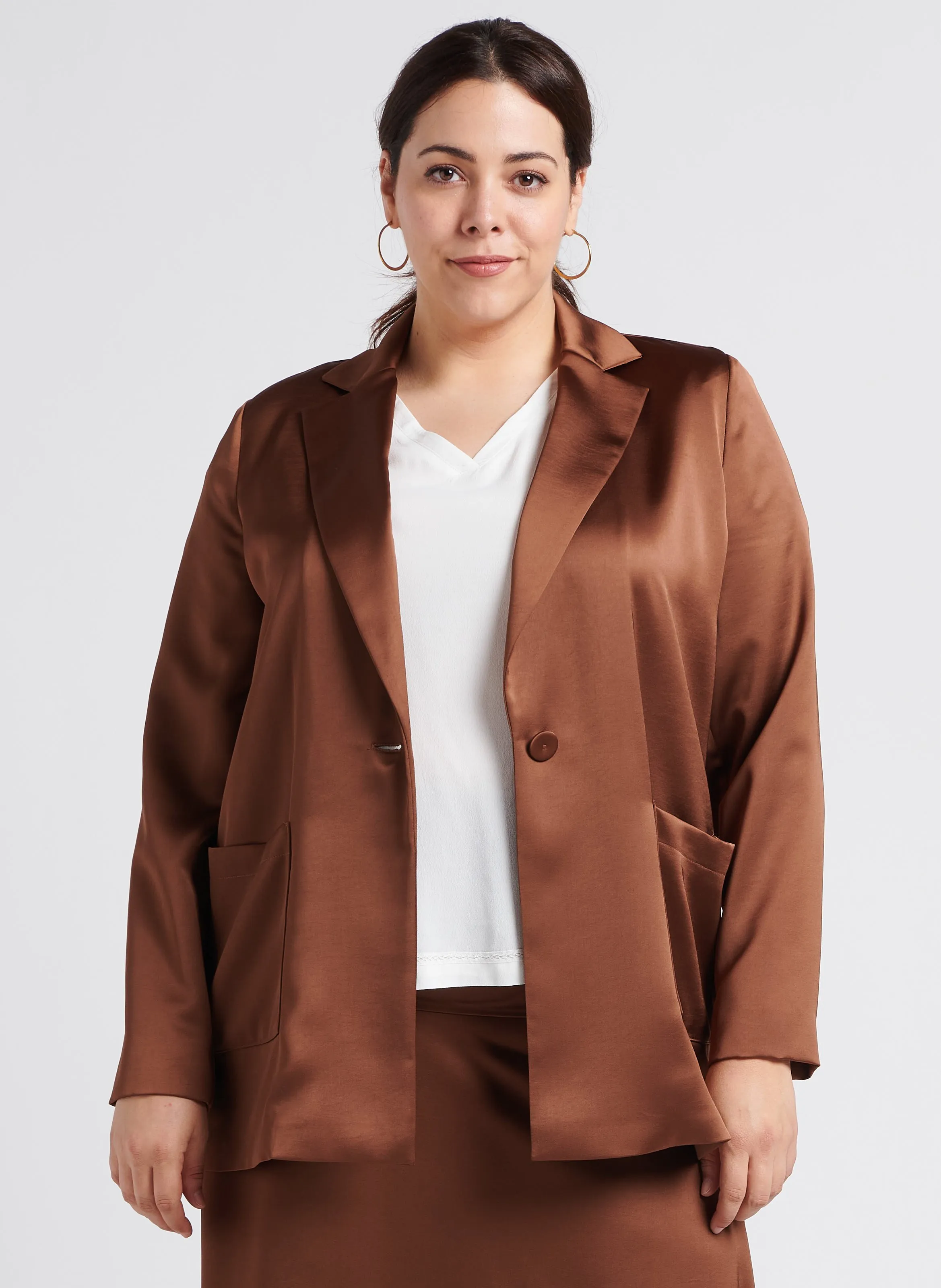  PERSONA by Marina Rinaldi   CAPPA - Giacca con revers satinata | Marrone