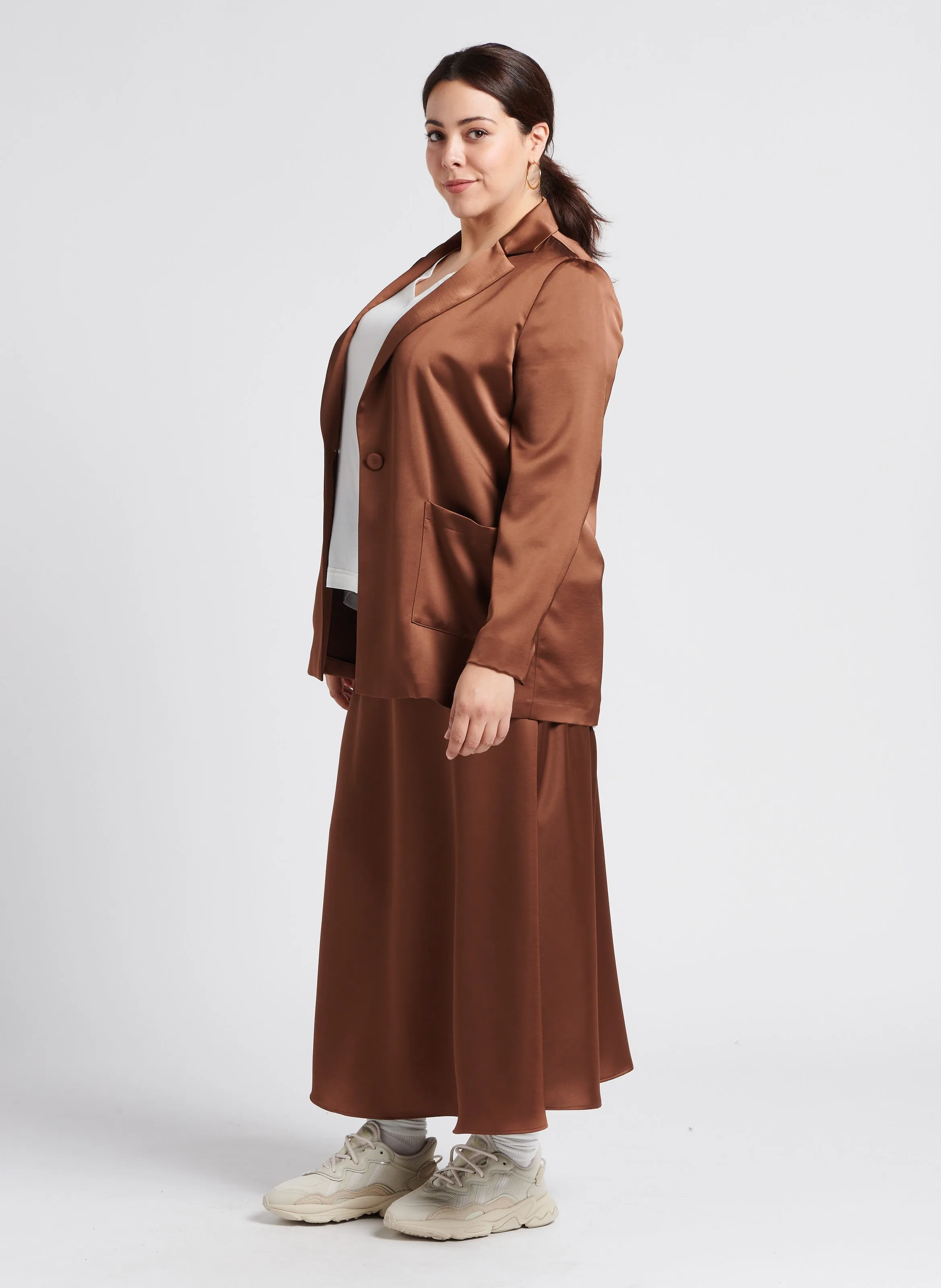  PERSONA by Marina Rinaldi   CAPPA - Giacca con revers satinata | Marrone