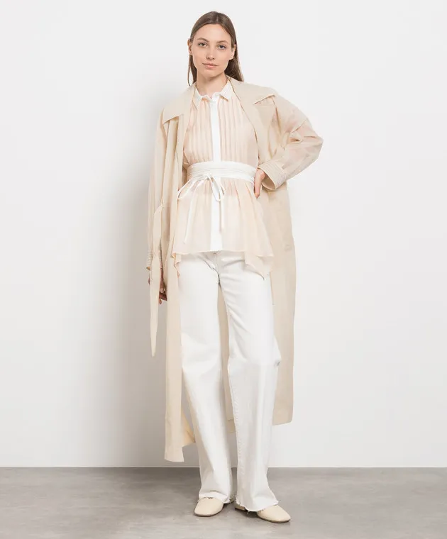 Peserico Top beige con catena monil E08266A08372