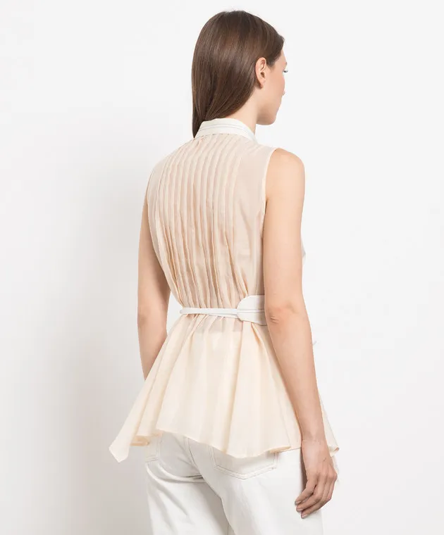 Peserico Top beige con catena monil E08266A08372