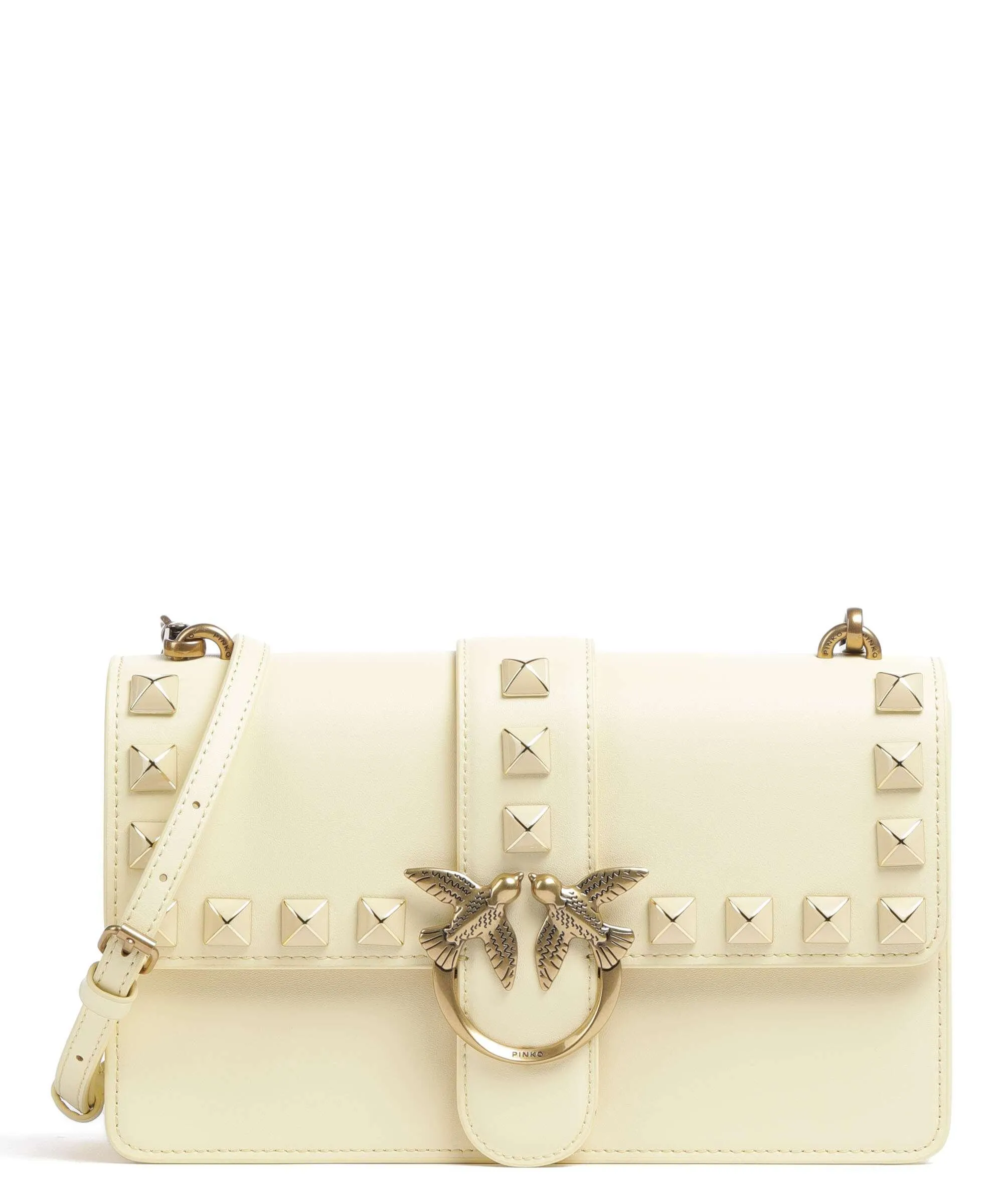  Pinko Love One Classic Borsa a tracolla pelle di vacchetta finemente grana giallo  