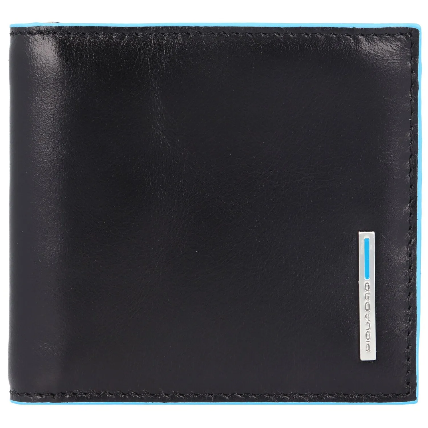 Piquadro Portafoglio quadrato blu in pelle 10 cm