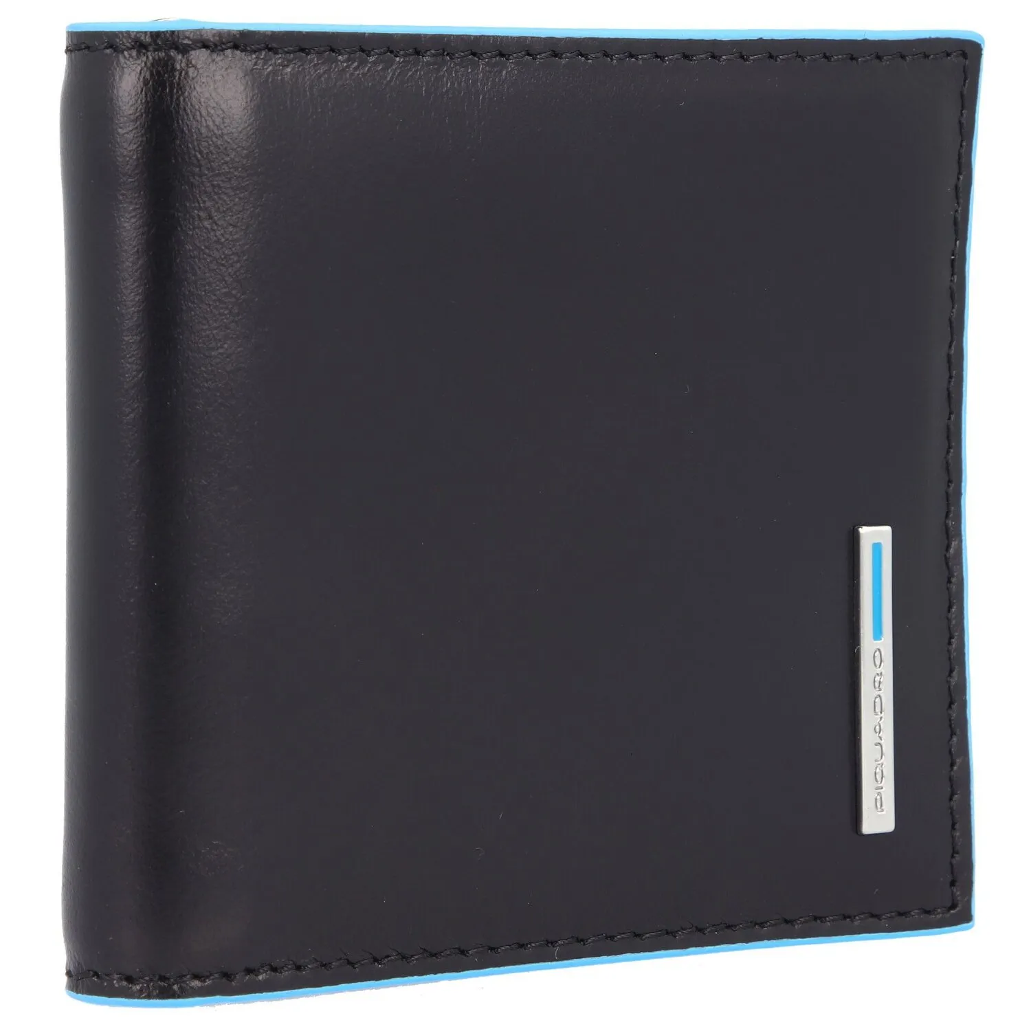 Piquadro Portafoglio quadrato blu in pelle 10 cm