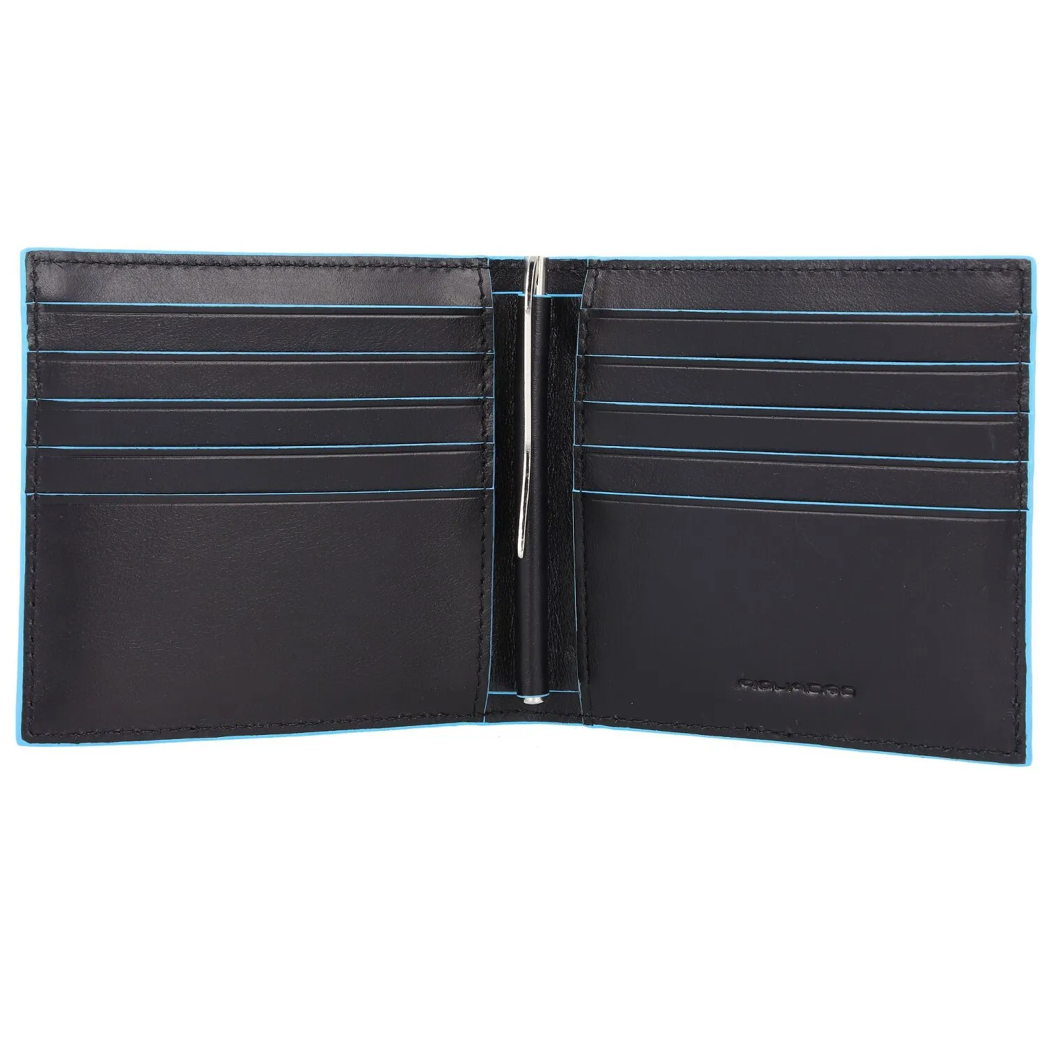 Piquadro Portafoglio quadrato blu in pelle 10 cm
