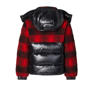 Piumino Zai Rosso Fiamma Tartan E Nero Semilucido
