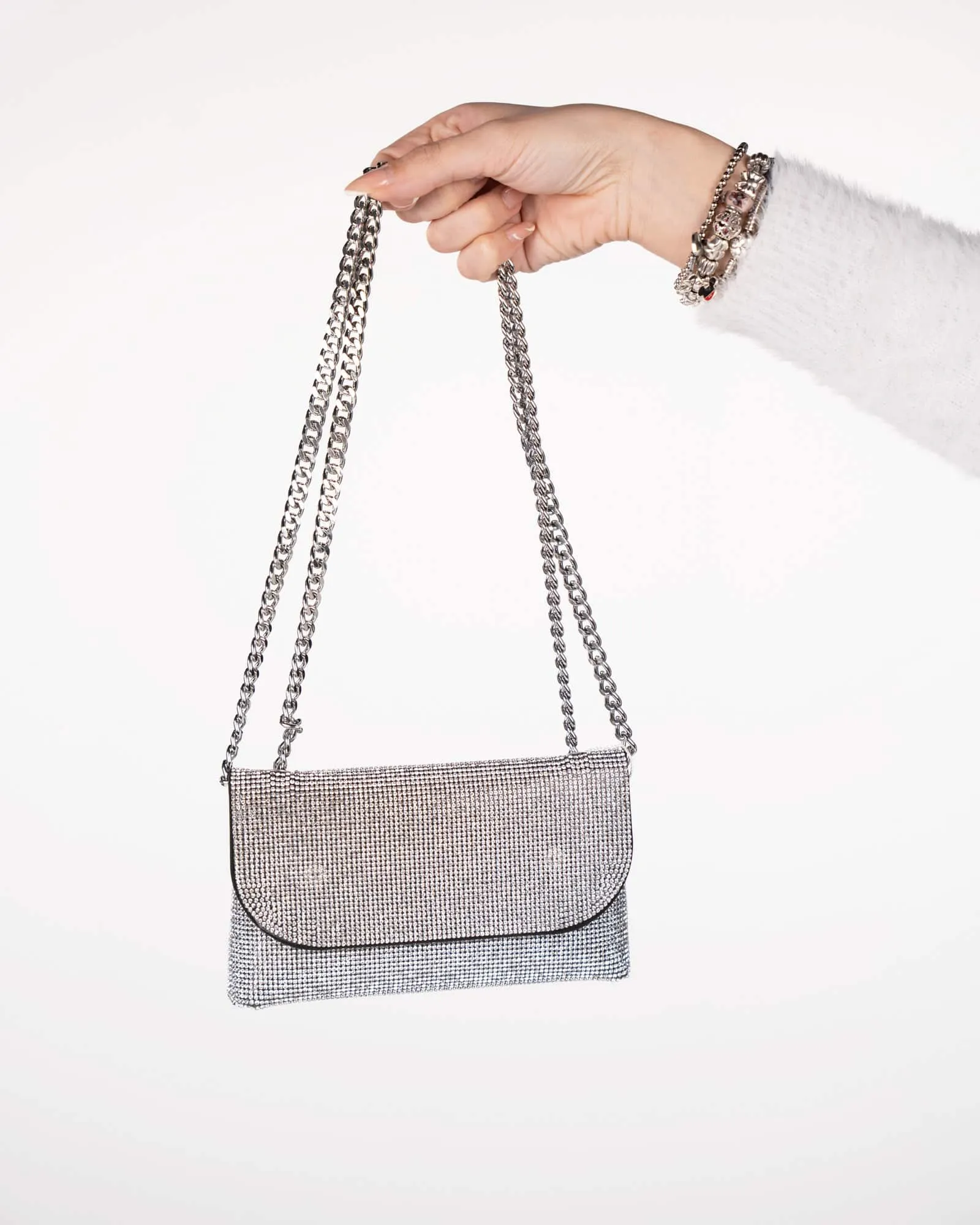 Pochette in strass - Argento