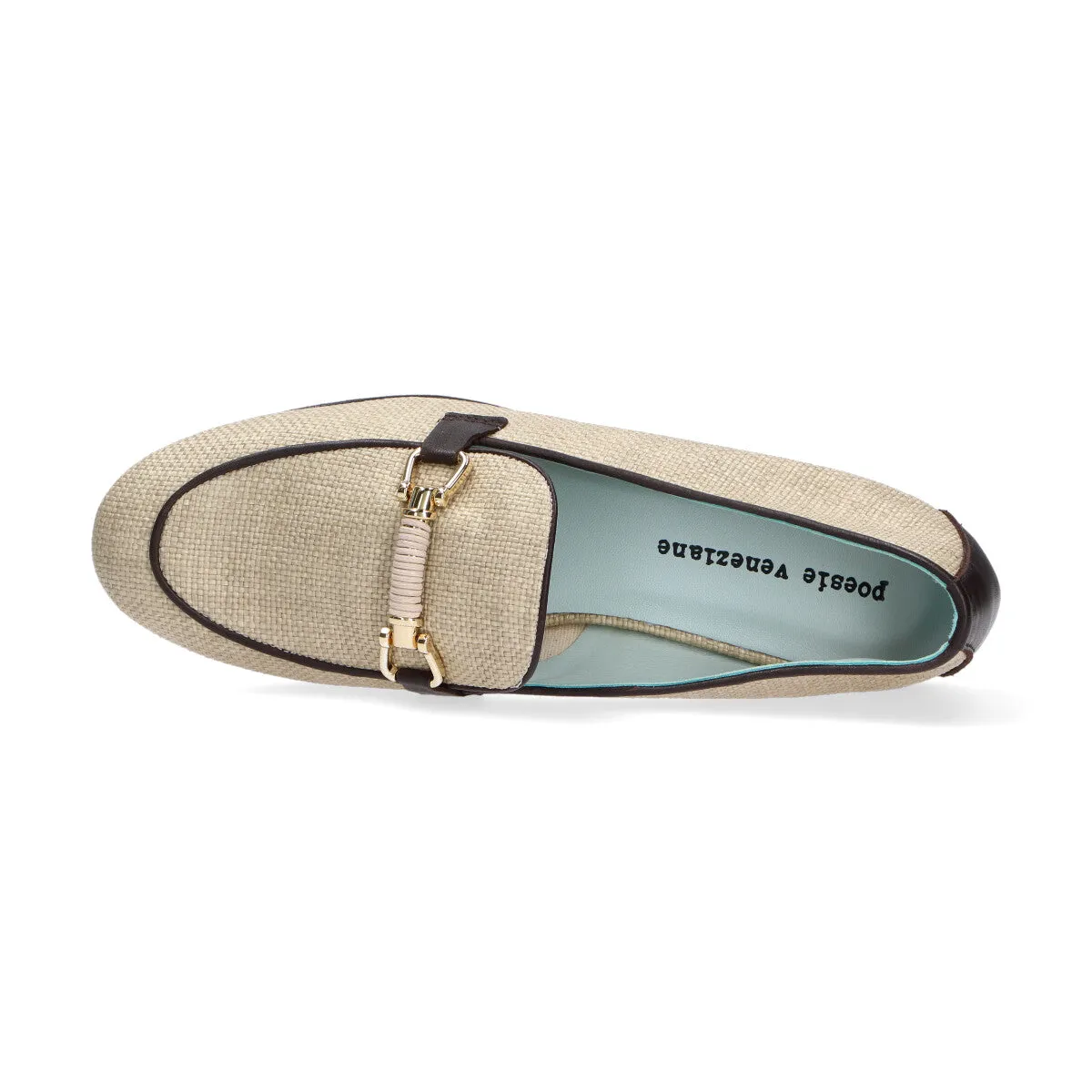 Poesie Veneziane mocassino in raffia beige