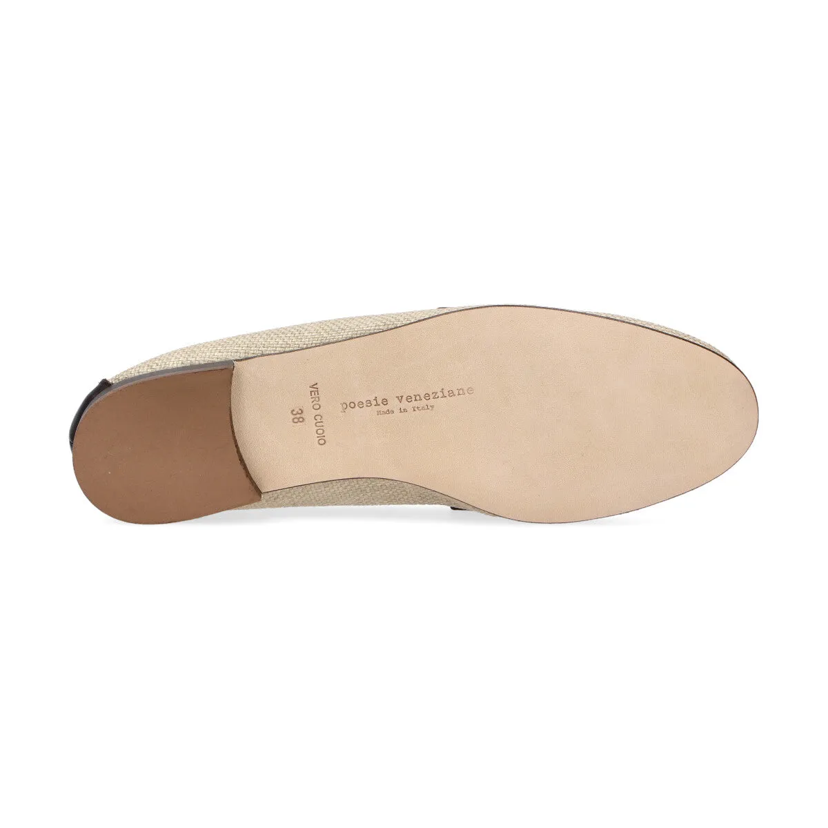 Poesie Veneziane mocassino in raffia beige