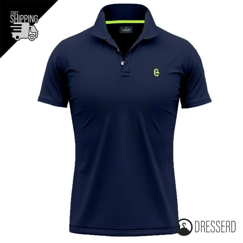 Polo Uomo COVERI MOVING in 100% Cotone Piquet logo e contrasti Fluo, Maglie Mezza Manica Dresserd