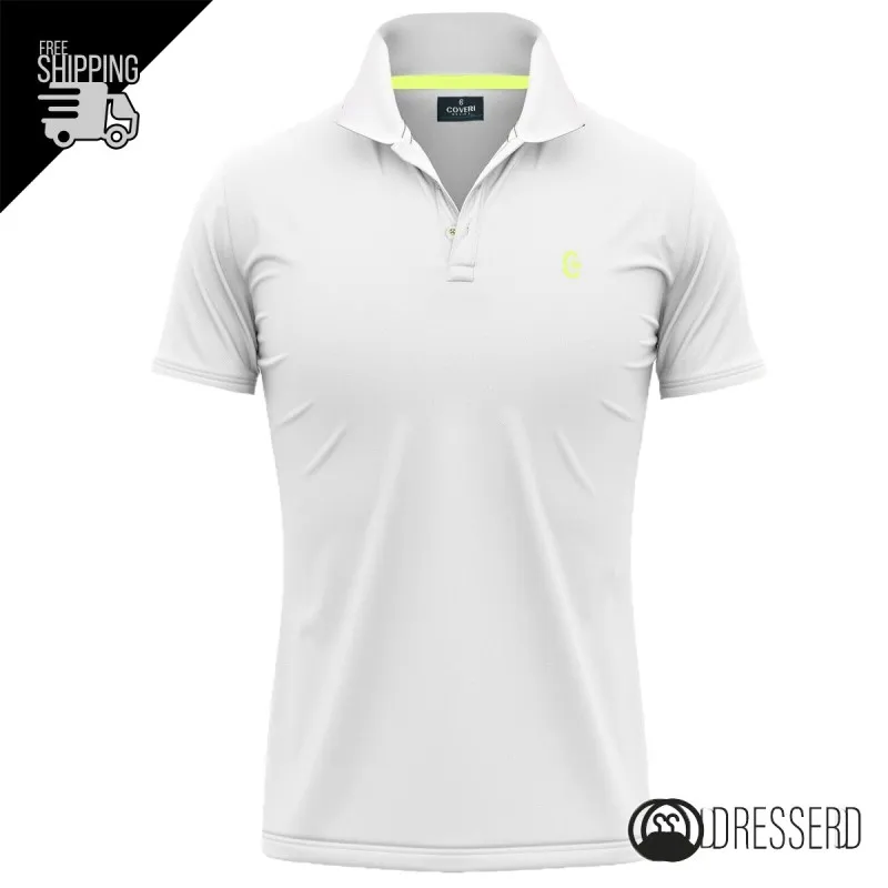 Polo Uomo COVERI MOVING in 100% Cotone Piquet logo e contrasti Fluo, Maglie Mezza Manica Dresserd