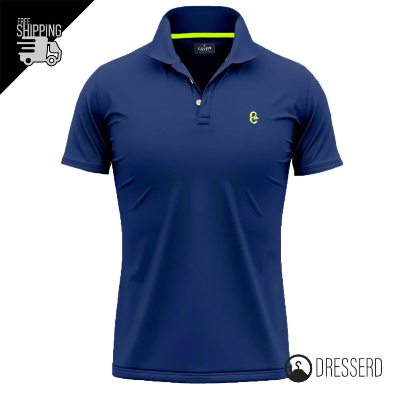 Polo Uomo COVERI MOVING in 100% Cotone Piquet logo e contrasti Fluo, Maglie Mezza Manica Dresserd