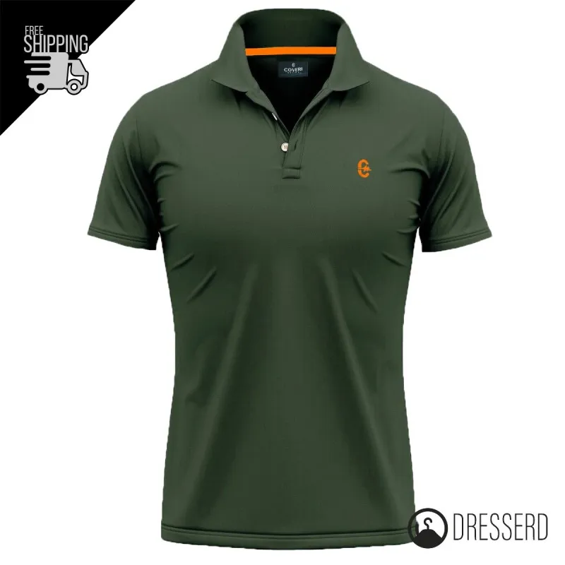 Polo Uomo COVERI MOVING in 100% Cotone Piquet logo e contrasti Fluo, Maglie Mezza Manica Dresserd