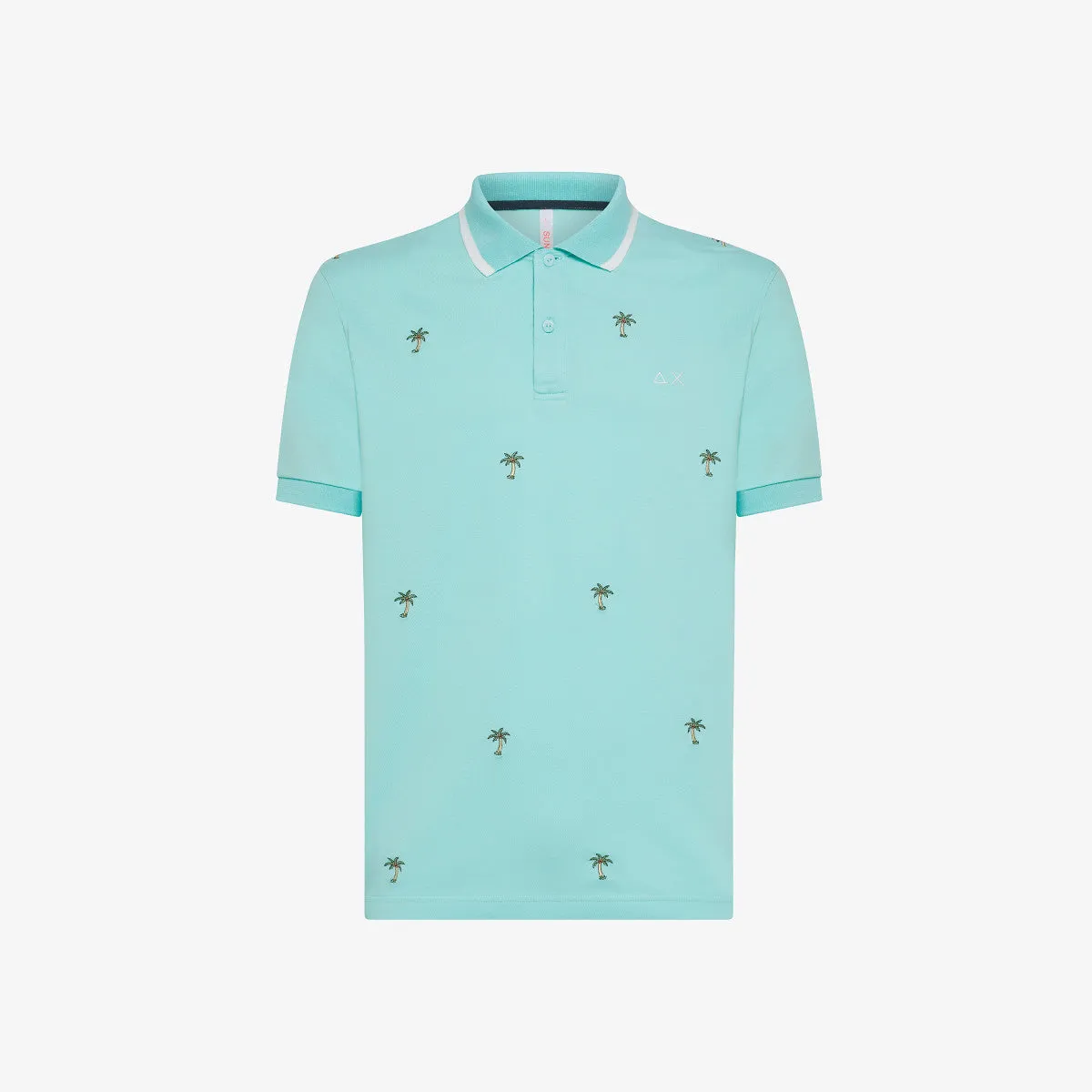Polo with All Over Embroidery / Light Blue