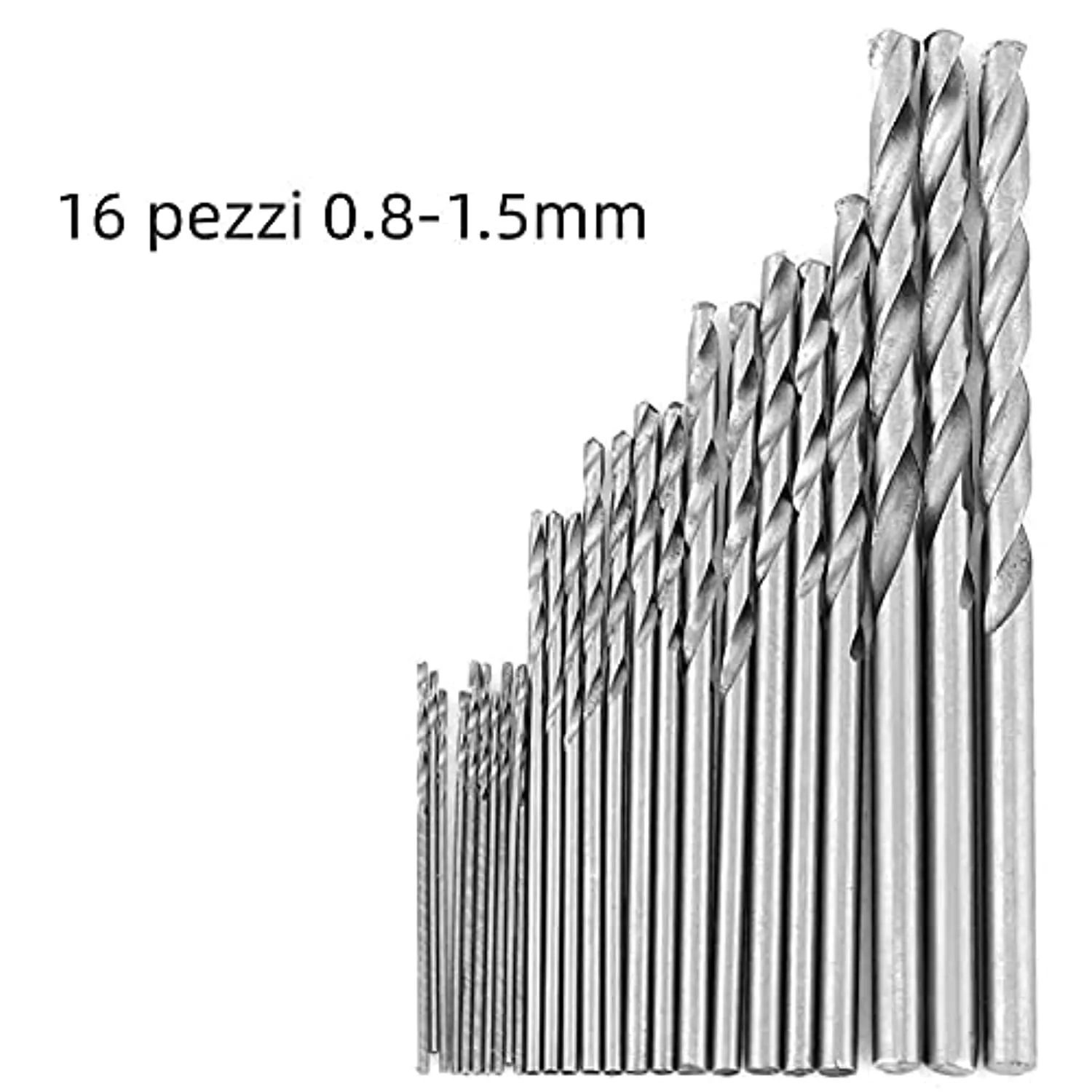 Punta elicoidale, 16 pezzi 0.8-1.5mm HSS Utensile elettrico a gambo dritto Punte elicoidali Trapano di precisione Kit fai da te 