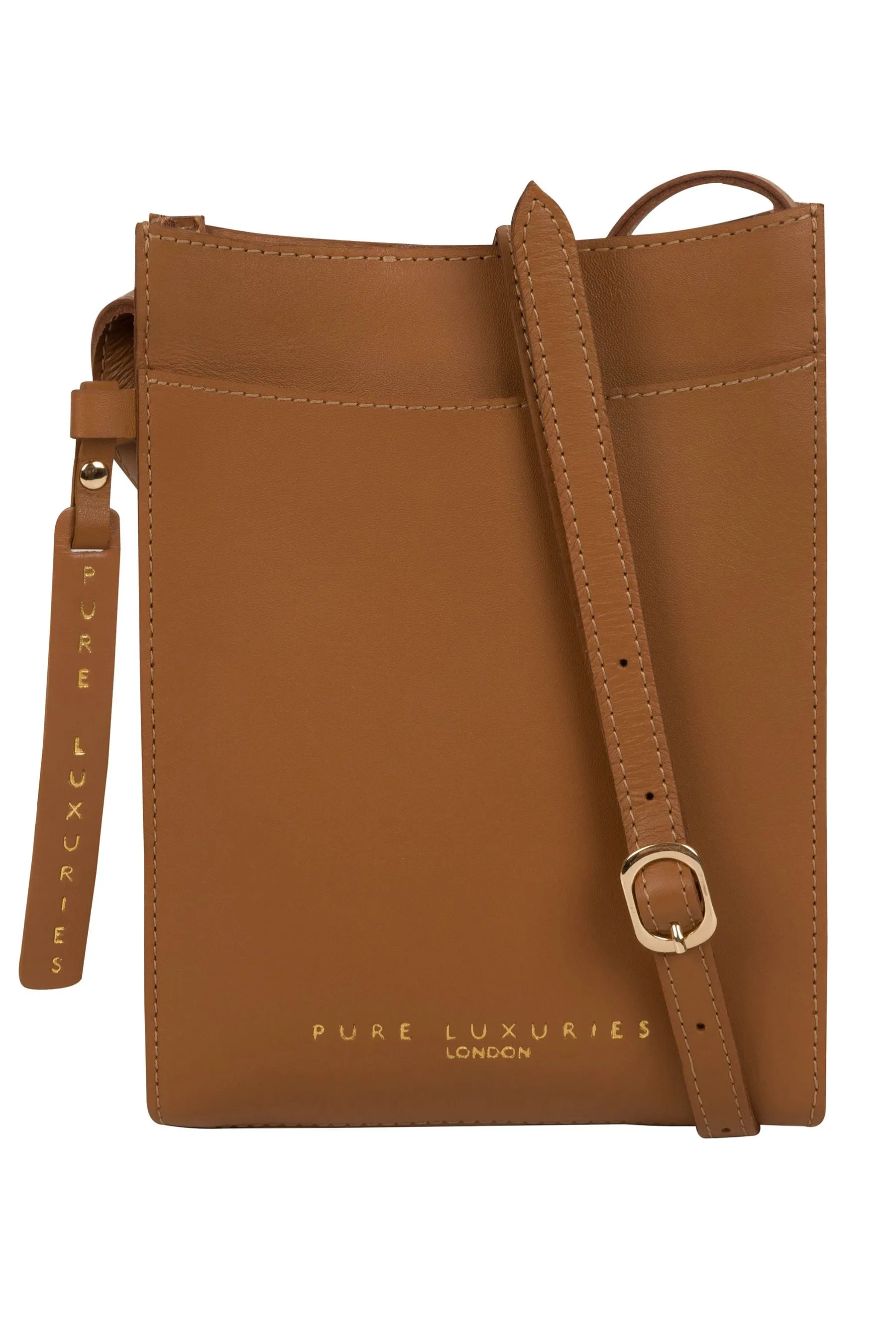 Pure Luxuries London - Barton - Borsa a tracolla per smartphone in pelle conciata vegetale    