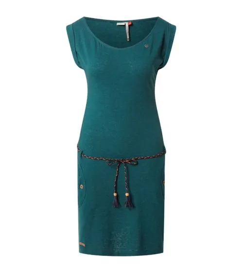 ragwear Tag abito chic da donna in jersey Peta-Approved con girocollo moda vegana in turchese, rosa, blu o grigio