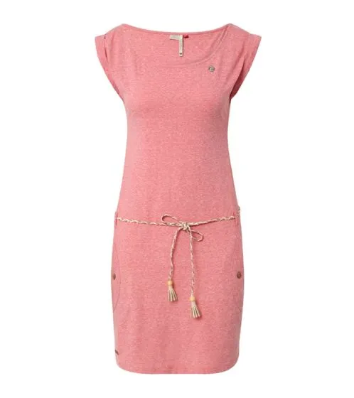 ragwear Tag abito chic da donna in jersey Peta-Approved con girocollo moda vegana in turchese, rosa, blu o grigio