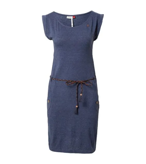ragwear Tag abito chic da donna in jersey Peta-Approved con girocollo moda vegana in turchese, rosa, blu o grigio