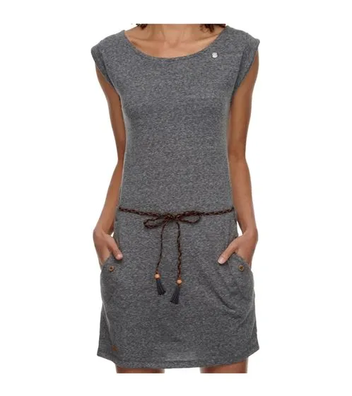 ragwear Tag abito chic da donna in jersey Peta-Approved con girocollo moda vegana in turchese, rosa, blu o grigio