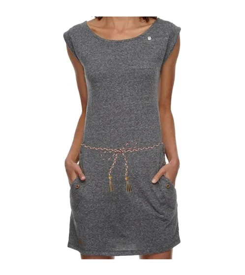 ragwear Tag abito chic da donna in jersey Peta-Approved con girocollo moda vegana in turchese, rosa, blu o grigio
