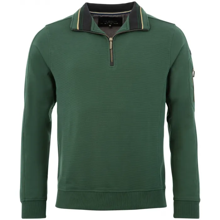 RB Boston, maglione in cotone a costine con zip, Verde