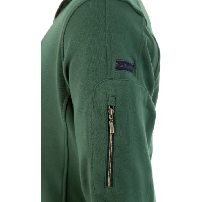 RB Boston, maglione in cotone a costine con zip, Verde