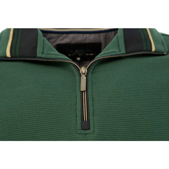 RB Boston, maglione in cotone a costine con zip, Verde