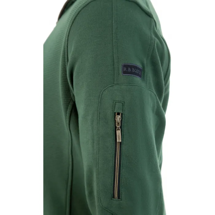 RB Boston, maglione in cotone a costine con zip, Verde