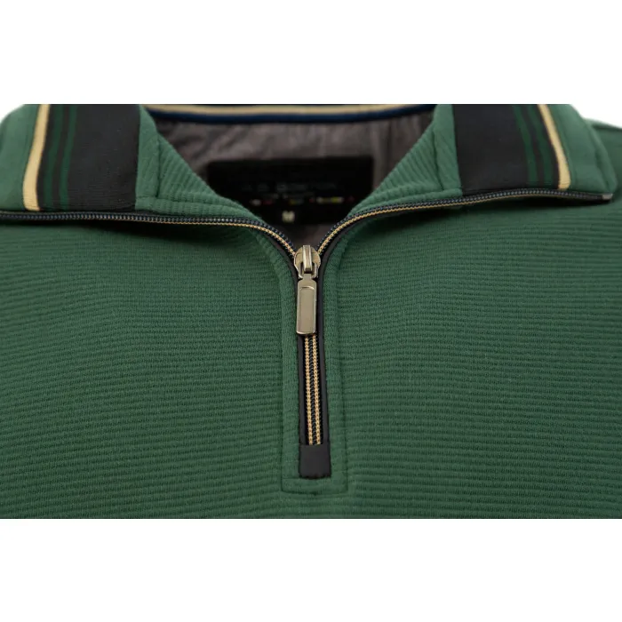 RB Boston, maglione in cotone a costine con zip, Verde