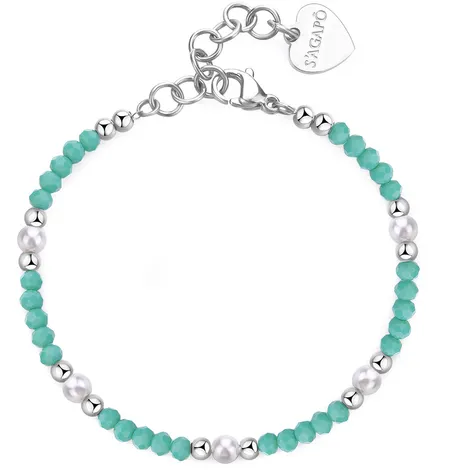SAGAP� Bracciale in acciaio a catena con sfere S'Agapò