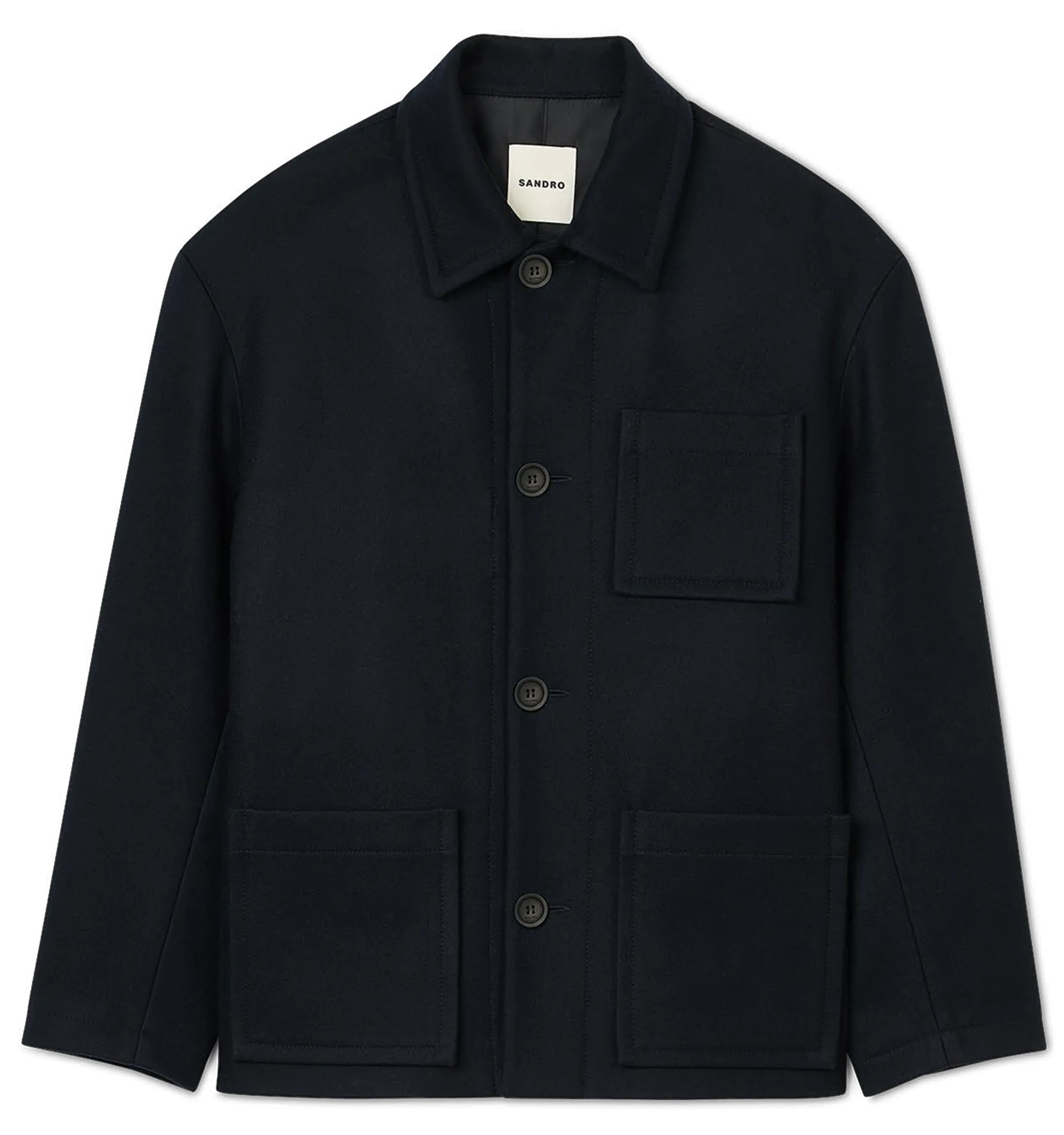  SANDRO   Giacca collo classico in misto lana | Blu