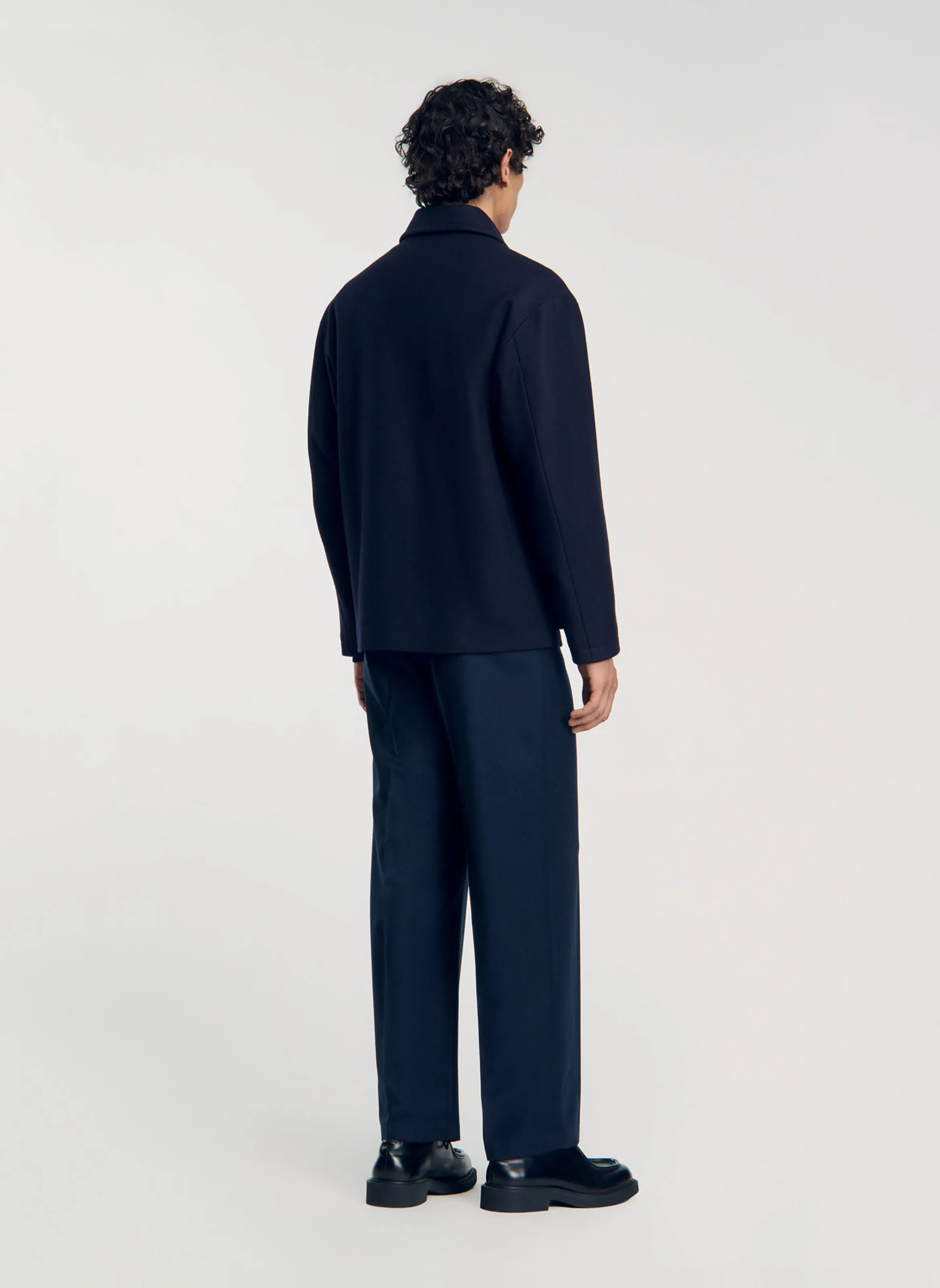  SANDRO   Giacca collo classico in misto lana | Blu