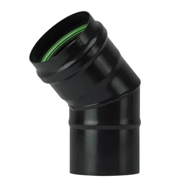 SAVE MEZZO GOMITO PER STUFE PELLETS PORCELLANATO NERO OPACO D.CM 8