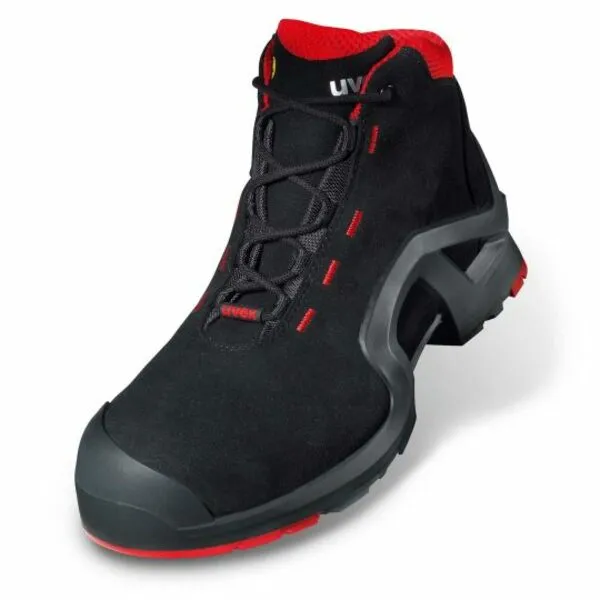 Scarponcini antinfortunistici S3 Uvex da  Unisex tg. 44, col. Nero, Rosso, ESD, resistenti all'acqua, con puntale di