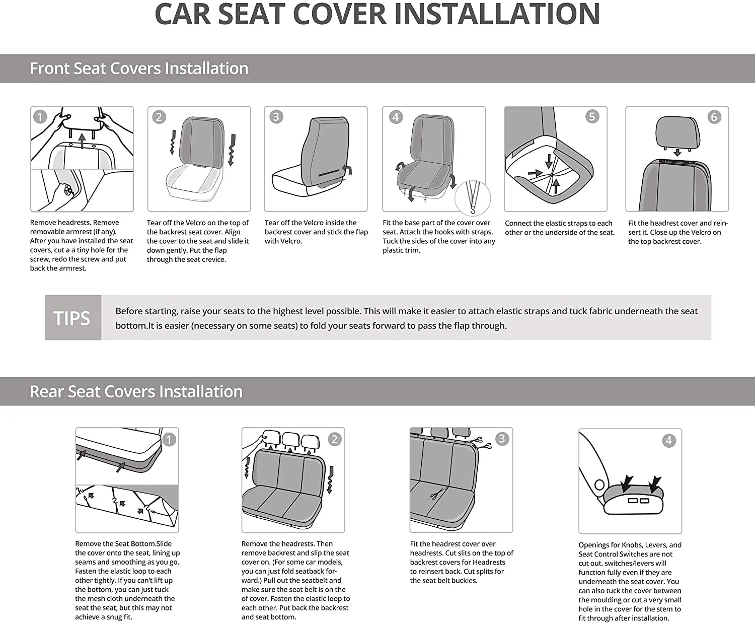 Set Coprisedili Anteriori e Posteriori Completo di Coprisedili per Auto Universale 5 Posti Copri-Sedile Universali per Guidatore